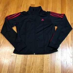 Adidas Women’s Three Stripe Black Pink Full Zip Up